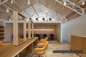 理发店装饰效果图,理发店装修设计实景图